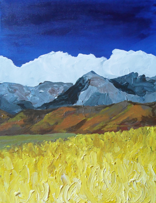 Mountain and Wheat Field